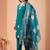 Teal blue embroidery rayon kurta with pant and duptta