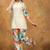 White printed cotton kurta with pant