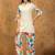 White printed cotton kurta with pant