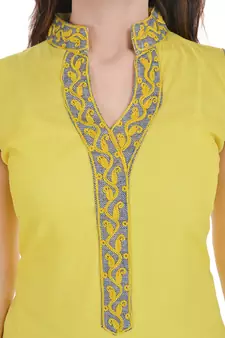 Yellow Free Size Georgette Designer Kurti