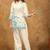 Blue printed cotton kurta with pant