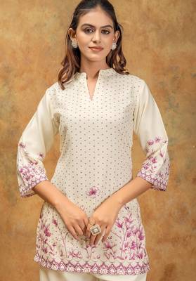 Wine printed cotton kurta with pant 4