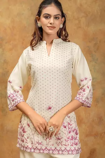 Wine printed cotton kurta with pant