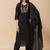 Black embroidery mul cotton kurta with pant and duptta