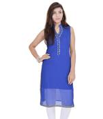 Blue Free Size Georgette Designer Kurti
