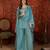 Teal blue embroidered kurta with palazzo & dupatta set