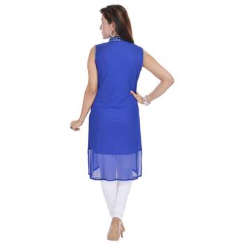 Blue Free Size Georgette Designer Kurti 2