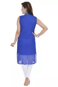 Blue Free Size Georgette Designer Kurti