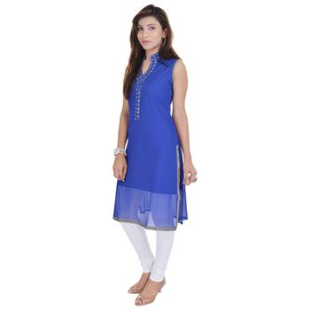 Blue Free Size Georgette Designer Kurti 3