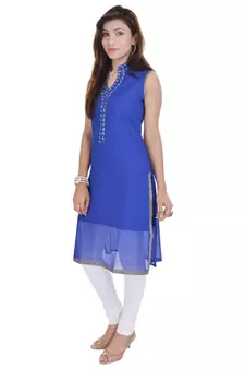 Blue Free Size Georgette Designer Kurti