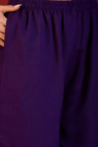 Deep purple embroidered kurta with sharara & jacquard dupatta