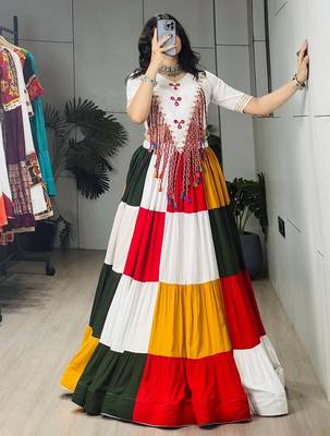 MULTI COLOR RAYON COTTON EMBROIDERY NAVRATRI TOP CHANIYA CHOLI- FULL STICHED FREE SIZE UP TO 42 1
