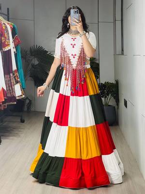 MULTI COLOR RAYON COTTON EMBROIDERY NAVRATRI TOP CHANIYA CHOLI- FULL STICHED FREE SIZE UP TO 42 2