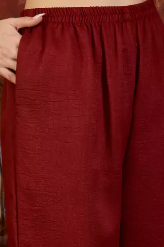 Maroon embroidered kurta with sharara & jacquard dupatta