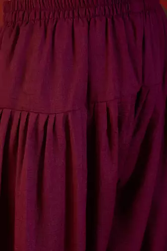Wine embroidered kurta with farsi salwar & dupatta set