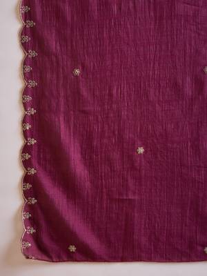 Wine embroidered kurta with farsi salwar & dupatta set 7