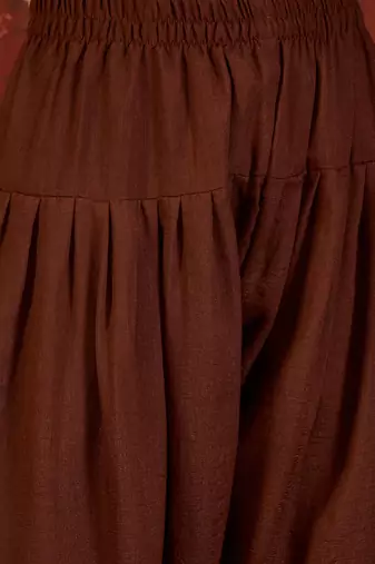 Brown embroidered kurta with farsi salwar & dupatta set