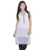White Free Size Georgette Designer Kurti