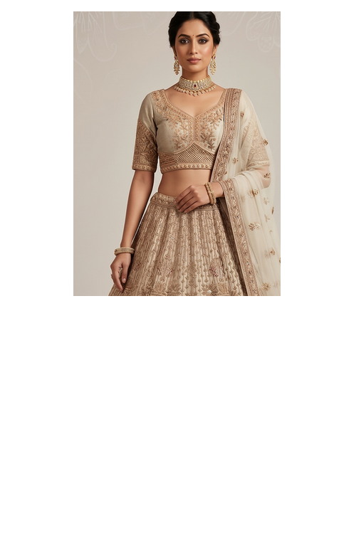 Light Cream Color Crystal Beads,Diamond,Sequins And Handwork Motif Work Silk_Blend Lehenga Choli 3