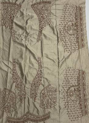 Light Cream Color Crystal Beads,Diamond,Sequins And Handwork Motif Work Silk_Blend Lehenga Choli 5