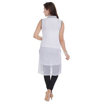 White Free Size Georgette Designer Kurti 2