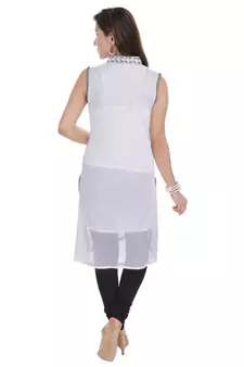 White Free Size Georgette Designer Kurti