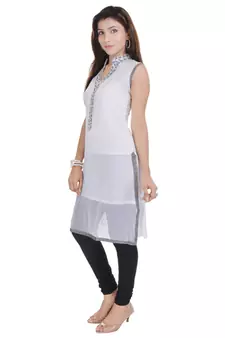 White Free Size Georgette Designer Kurti
