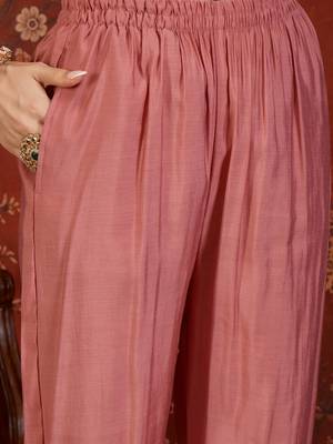 Dusty rose heavy work kurta with pant & dupatta set 6