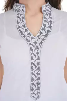 White Free Size Georgette Designer Kurti