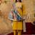 Mustard printed cotton kurta with pant and duptta
