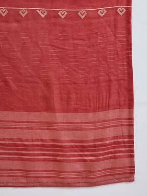 Maroon hand-worked kurta with pant & jacquard dupatta set 7