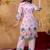 Lavender printed cotton kurta with duptta