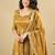 Mustard Yellow Embroidered Anarkali Gown with Intricate Zari Work & Flared Ethnic Party Wear Dress