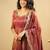 Rust Embroidered Anarkali Gown with Intricate Zari Work & Flared Ethnic Party Wear Dress