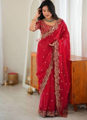 Designer Thread, Sequin Embroidery saree For Festive Party wear 1