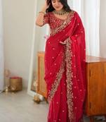Designer Thread, Sequin Embroidery saree For Festive Party wear