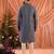 Blue men’s linen cotton embroidered kurta pajama set