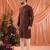 Maroon men’s linen cotton embroidered kurta pajama set