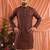 Maroon men’s linen cotton embroidered kurta pajama set