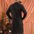 Black men’s linen cotton embroidered kurta pajama set