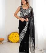 Designer Sequin Embroidery Saree For Festive Party wear