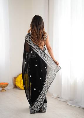 Designer Sequin Embroidery Saree For Festive Party wear 4