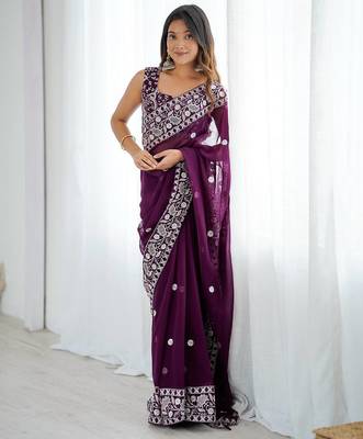 Designer Sequin Embroidery Saree For Festive Party wear 1