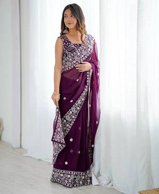 Designer Sequin Embroidery Saree For Festive Party wear 2