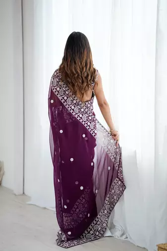 Designer Sequin Embroidery Saree For Festive Party wear