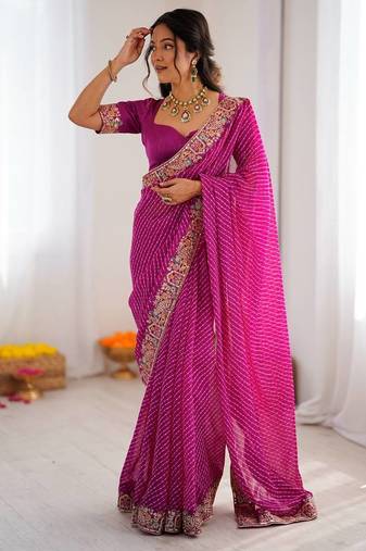 Designer Sequin Embroidery Badhani Saree for Festive Party wear