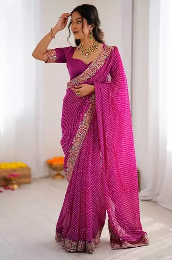 Designer Sequin Embroidery Badhani Saree for Festive Party wear