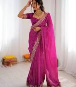 Designer Sequin Embroidery Badhani Saree for Festive Party wear