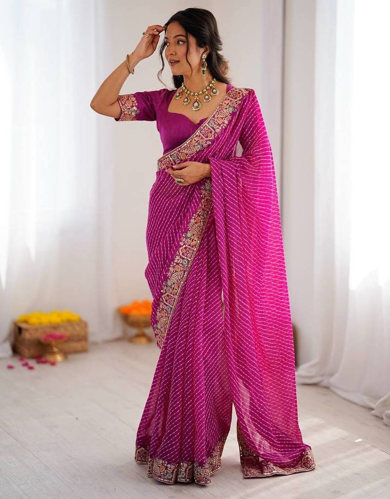 Designer Sequin Embroidery Badhani Saree for Festive Party wear