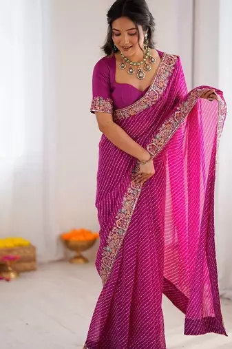 Designer Sequin Embroidery Badhani Saree for Festive Party wear